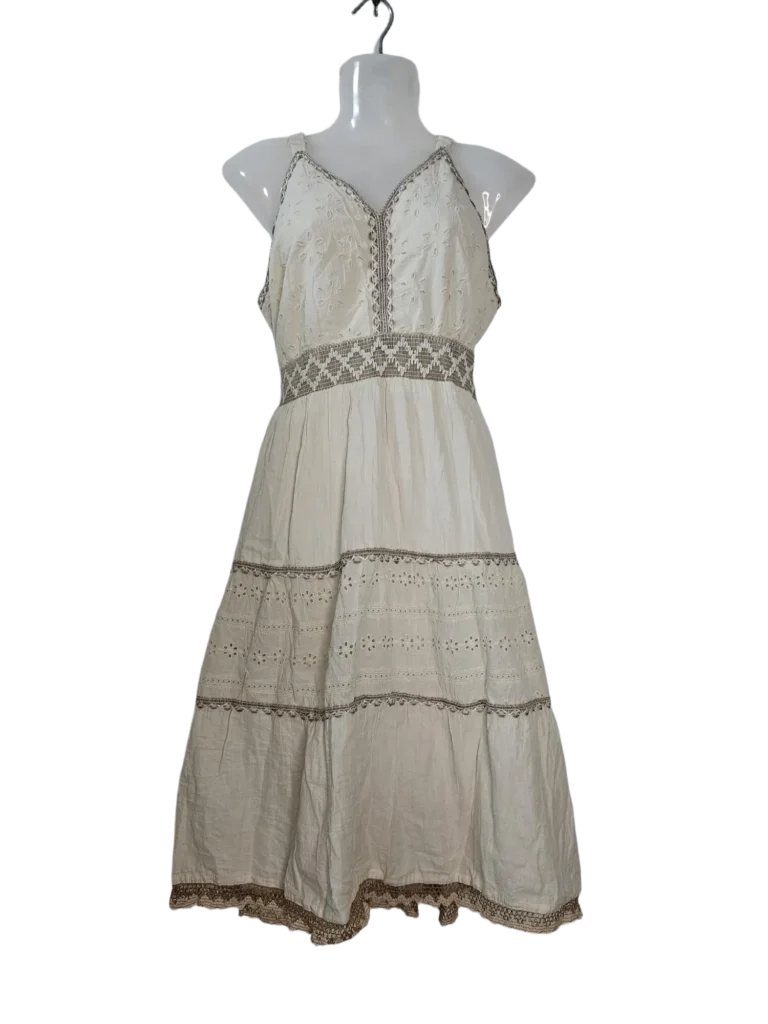 Bohemian Cotton Eyelet Lace Midi Dress