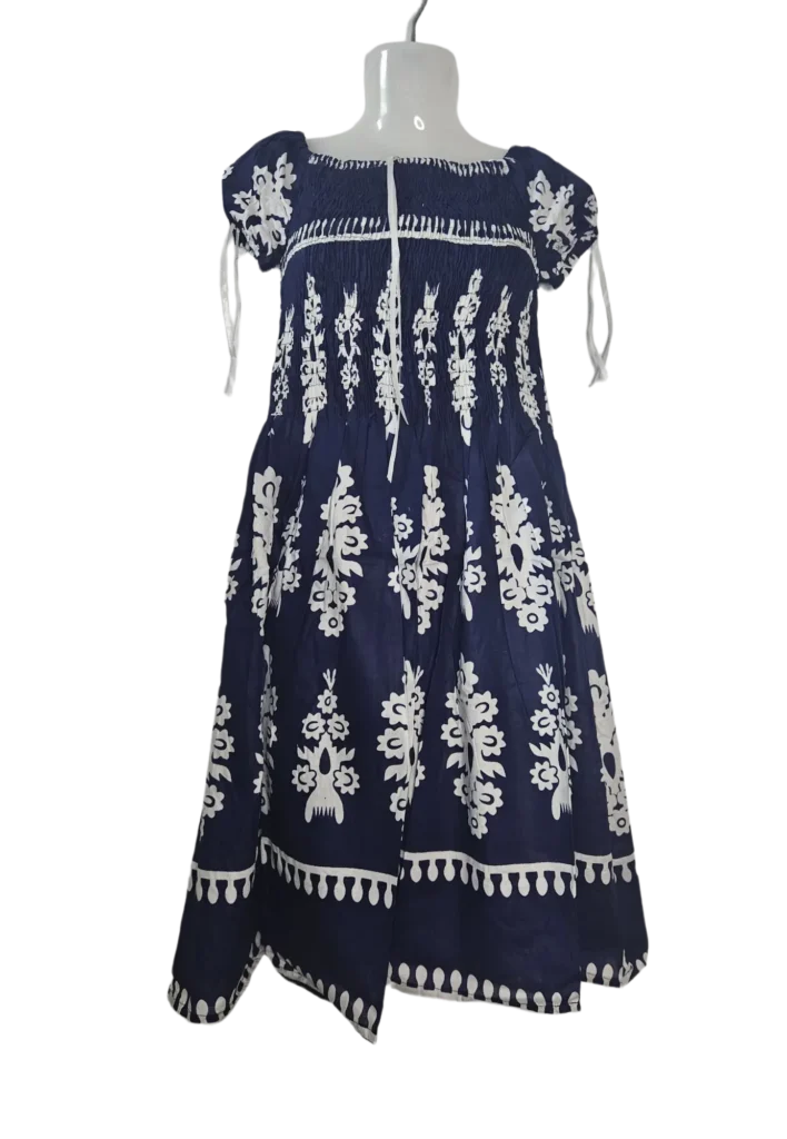 Smocked Bodice Off-Shoulder Floral Print Midi Dress